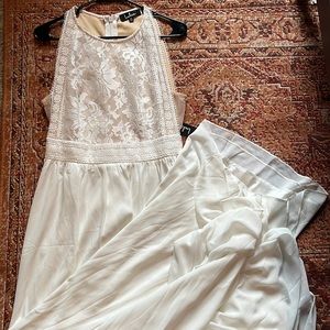 NWT Lulus Forever and Always White Lace Maxi Dress